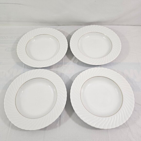 Schonwald Germany White Swirl Rimmed 9” Porcelain Salad Soup Bowls – Set of 4 - Picture 16 of 16